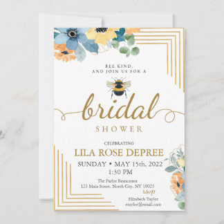 Invitación a ducha de novia de flores rojas de Bee