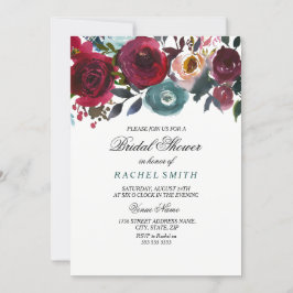 Invitación a ducha de novia de flores rojas de Bor