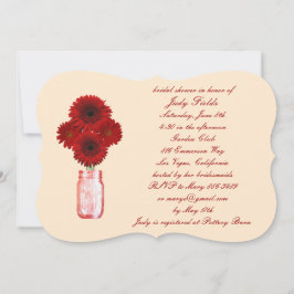 Invitación a ducha de novia de flores rojas Mason