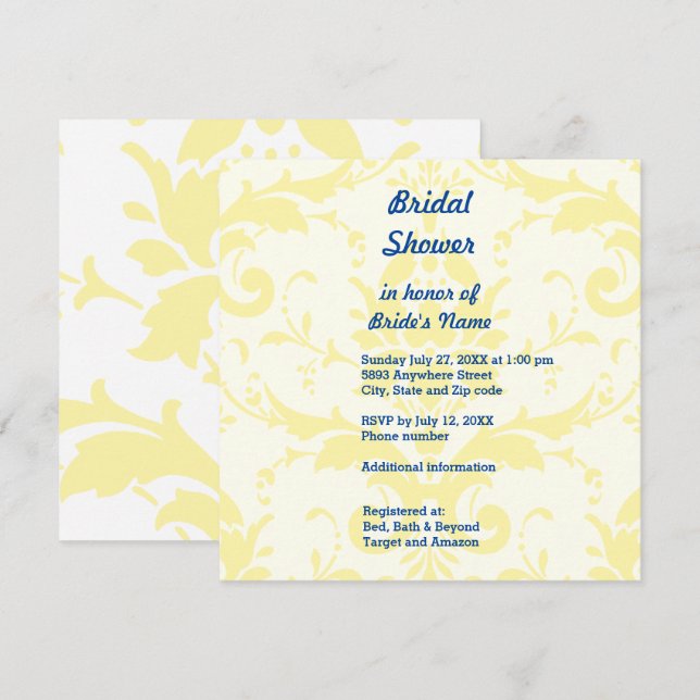 Invitación a ducha de novia de fondo de Damasco am (Anverso / Reverso)