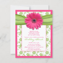 Invitación a ducha de novia de Gerbera Daisy verde