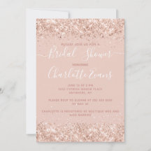 Invitación a ducha de novia de Girly Rosa Gold Pur