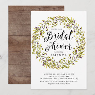 Invitación a ducha de novia de guirnaldas de oliva