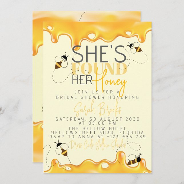 Invitación a ducha de novia de Honey Bee (Anverso / Reverso)