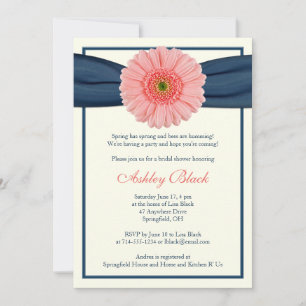 Invitación a ducha de novia de la coral Gerbera Na
