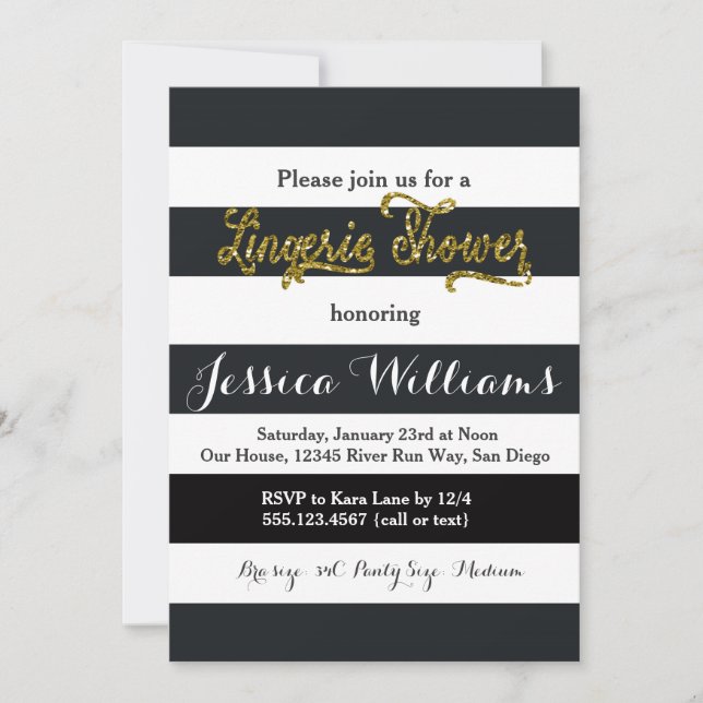 Invitación a ducha de novia de lencería (Anverso)