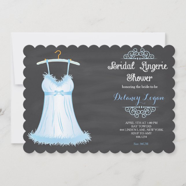 Invitación a ducha de novia de lencería (Anverso)