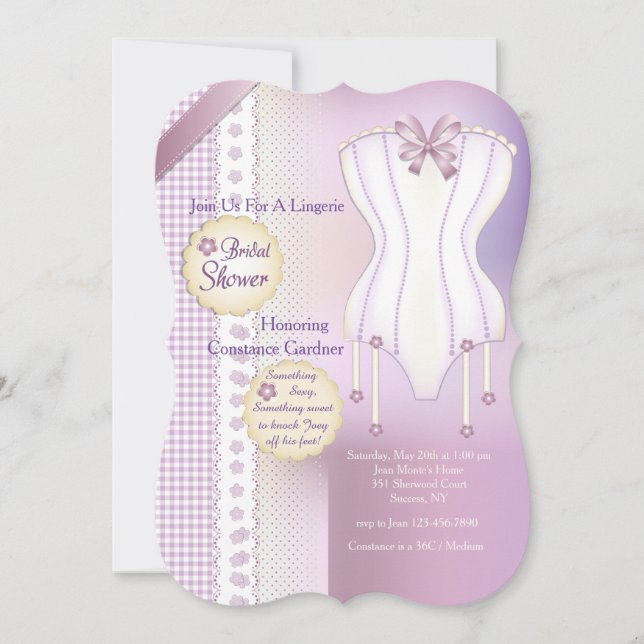 Invitación a ducha de novia de lencería (Anverso)