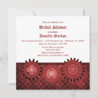 Invitación a ducha de novia de los engranajes de v