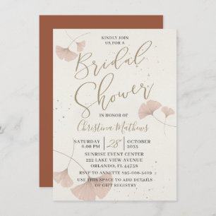 Invitación a ducha de novia de oro de la rústica t