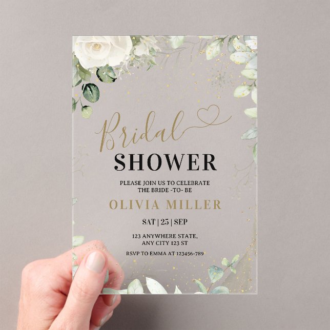 Invitación a ducha de novia de oro verde, eucalipt (Insitu (portátil))