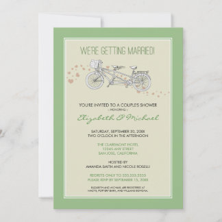Invitación a ducha de novia de pareja de ciclistas