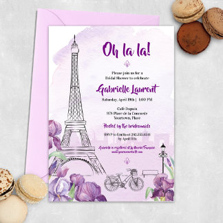 Invitación a ducha de novia de Paris Purple Iris F