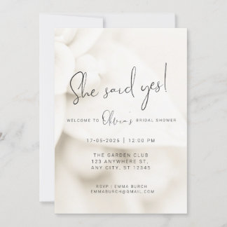 Invitación a ducha de novia de Petal blanco minima