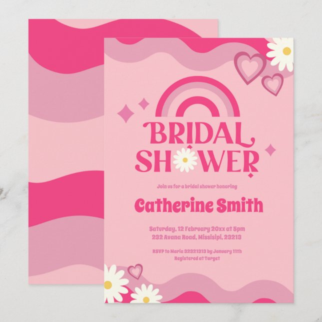 Invitación a ducha de novia de Pink Groovy (Anverso / Reverso)