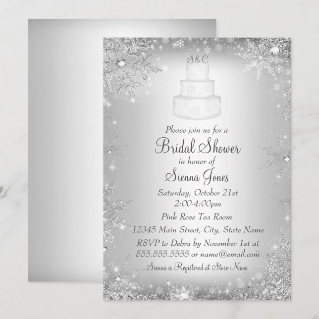 Invitación a ducha de novia de plata de Boda de mo (Anverso / Reverso)