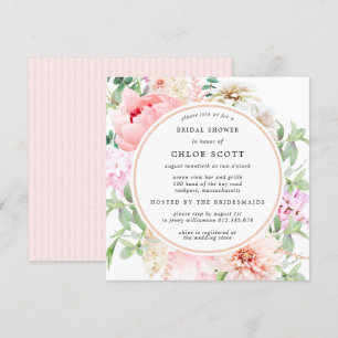 Invitación a ducha de novia de plaza floral de peo