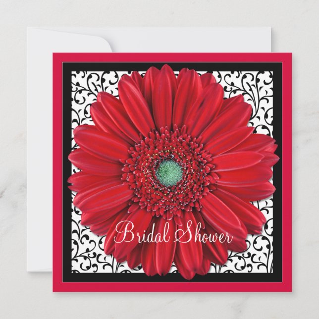 Invitación a ducha de novia de Red Gerbera Daisy (Anverso)