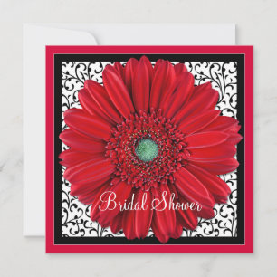 Invitación a ducha de novia de Red Gerbera Daisy