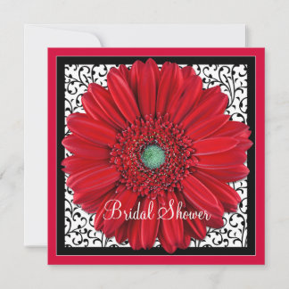 Invitación a ducha de novia de Red Gerbera Daisy