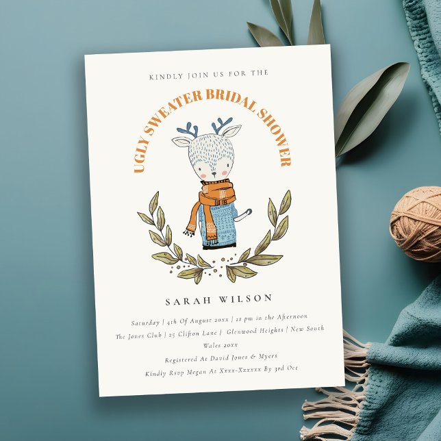 Invitación a ducha de novia de reno de suéter feo (Subido por el creador)