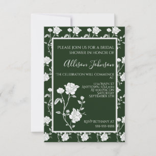 Invitación a ducha de novia de Rosa verde esmerald