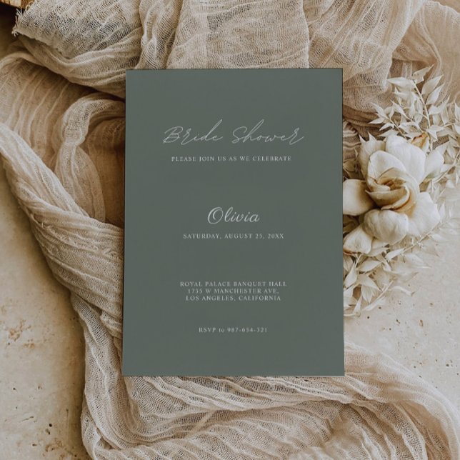 Invitación a ducha de novia de Sage Green Boda (Sage Green Wedding Bridal Shower Invitation)