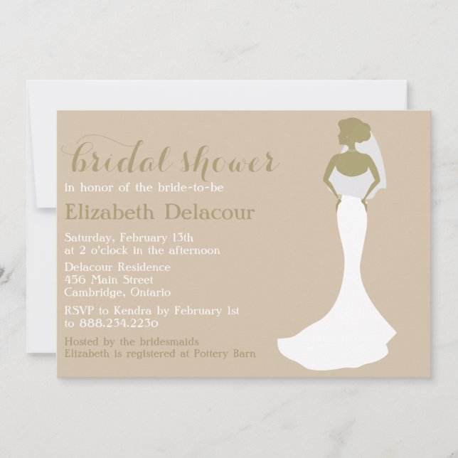 Invitación a ducha de novia de sirvienta Boda vest (Anverso)