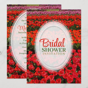 Invitación a ducha de novia de tulipanes rojos