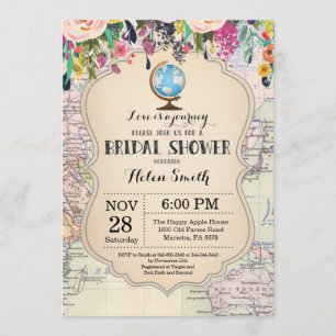 Invitación a ducha de novia de viaje