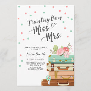 Invitación a ducha de novia de viaje Miss a la Sra