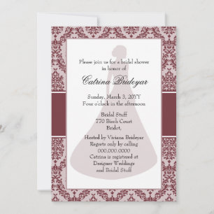 Invitación a ducha de novia de Wine Damask