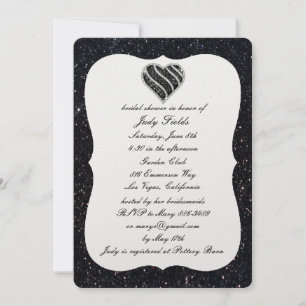 Invitación a ducha de novia del corazón negro Purp