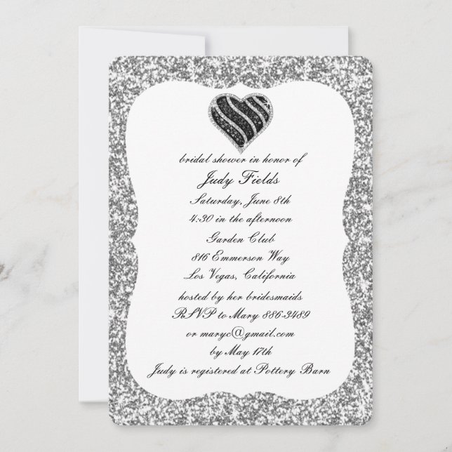 Invitación a ducha de novia del corazón negro Purp (Anverso)