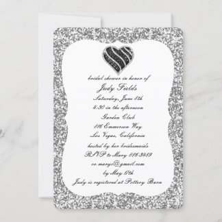 Invitación a ducha de novia del corazón negro Purp