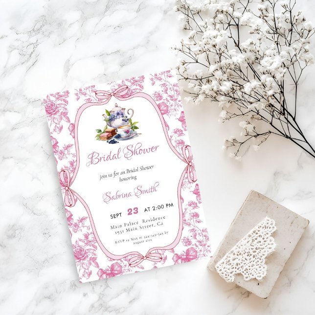Invitación a ducha de novia del Fiesta de té de fl (Subido por el creador)