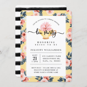 Invitación a ducha de novia del Fiesta de té de té