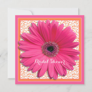 Invitación a ducha de novia del Naranja rosa Gerbe