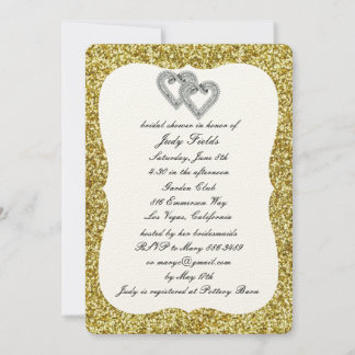 Invitación a ducha de novia del Purpurina de oro D