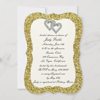 Invitación a ducha de novia del Purpurina de oro D