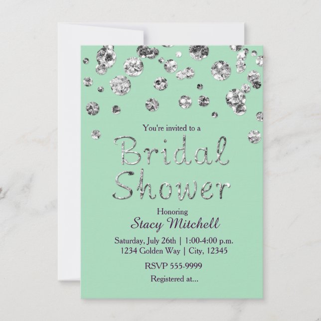 Invitación a ducha de novia del Purpurina de Plata (Anverso)