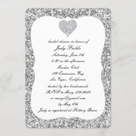 Invitación a ducha de novia del Purpurina plateado