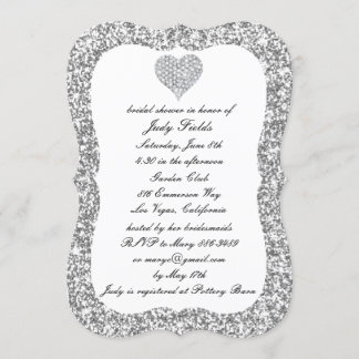 Invitación a ducha de novia del Purpurina plateado