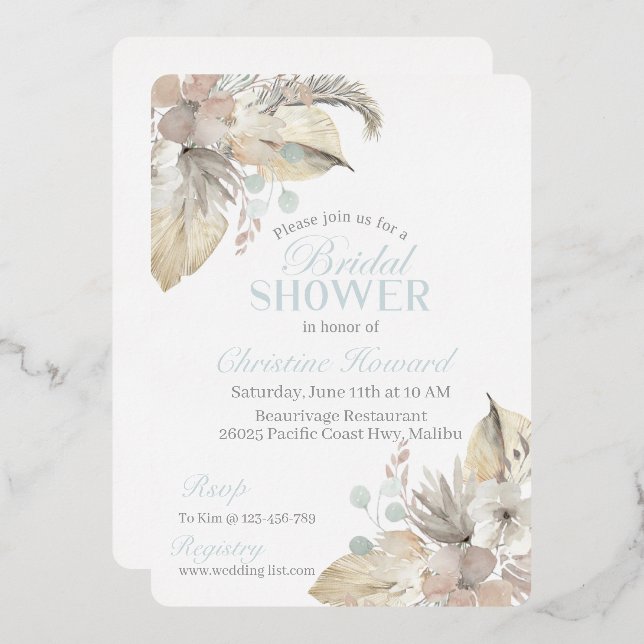 Invitación a ducha de novia, ducha de novia BOHO (Anverso/Reverso)