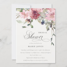 Invitación a ducha de novia Dusky Rubor Rosa flora