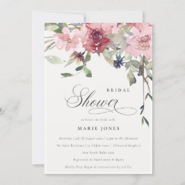 Invitación a ducha de novia Dusky Rubor Rosa flora