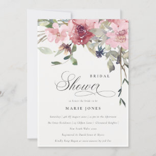 Invitación a ducha de novia Dusky Rubor Rosa flora