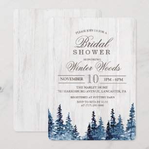 Invitación a ducha de novia en árbol de madera rús