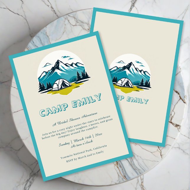 Invitación a ducha de novia en el campamento retro (Subido por el creador)