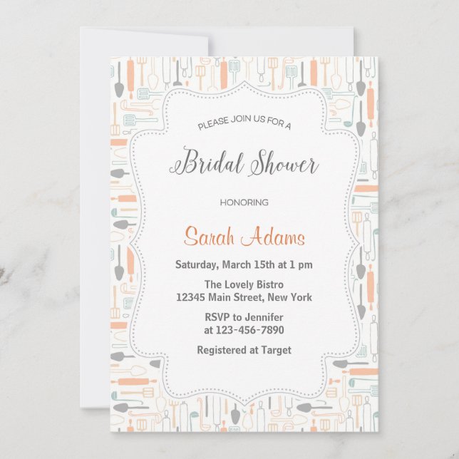Invitación a ducha de novia en la cocina (Anverso)